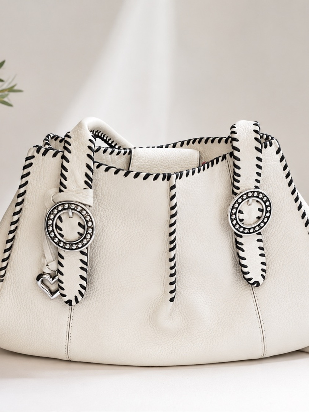 Brighton White Leather Tote Bag
